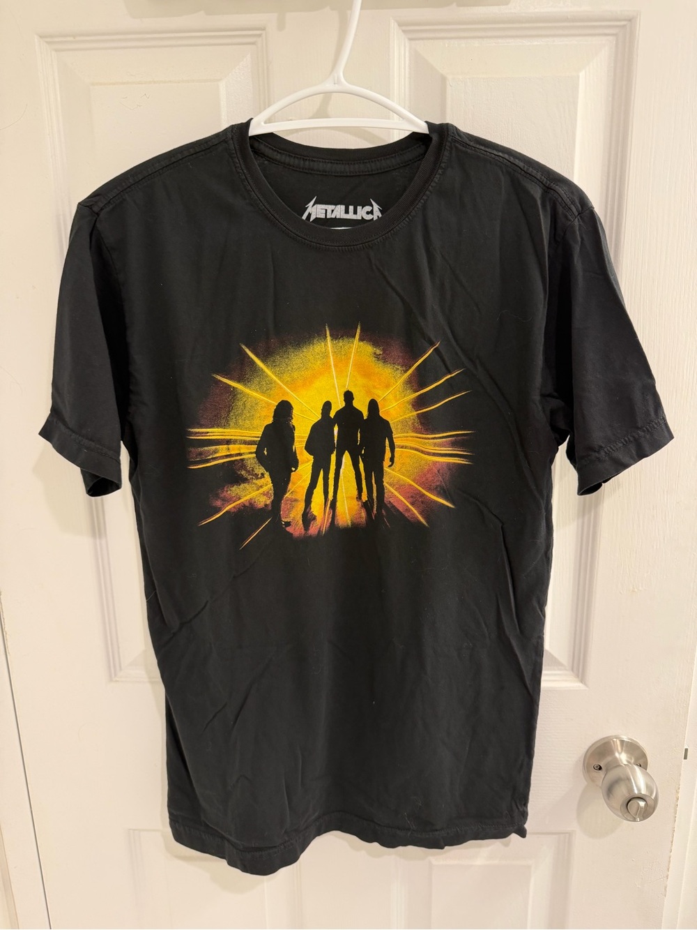 Metallica Black Short-Sleeve Graphic Tee with Yellow Sunburst